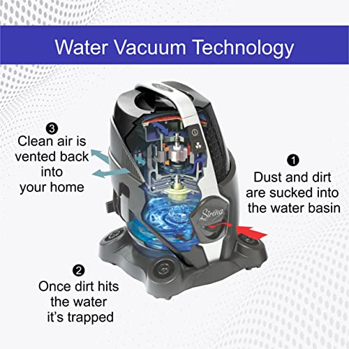 Sirena Bagless Vacuum Cleaner Black Platinum – Water Filtration Pet Vacuum with HEPA Filter and Turbo Brush – Hardwood Floor Sweeper, Air Purifier and Essential Oil Aroma Diffuser | The Storepaperoomates Retail Market - Fast Affordable Shopping