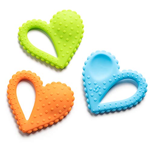 Special Supplies Teether Heart Spoon Oral Motor Therapy Tools, 3 Pack, Textured Stimulation and Sensory Input Treatment for Babies and Toddlers, BPA Free Silicone, Dual Use Spoon Plus Teether