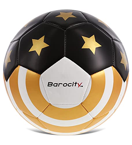 Barocity Golden US Flag Soccer Ball – Official Match Ball with Gold Stars Artwork, Durable Sport Boys and Girls Gold Soccer Ball for Indoor and Outdoor – Size 4