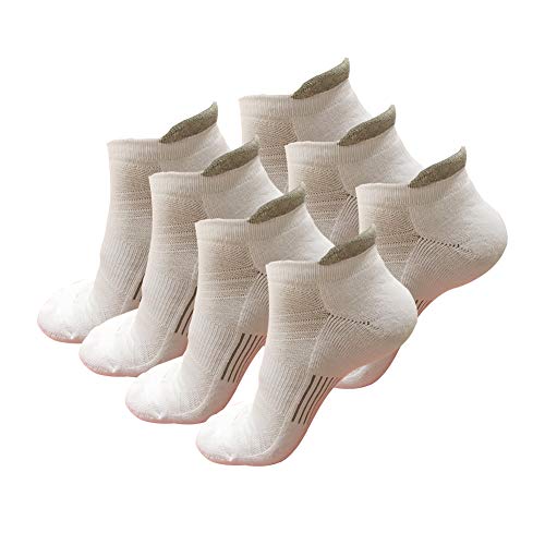 B&Q Mens 7 Packs Low Cut Ankle Performance Cotton Athletic Running Cushion Socks (White x 7, size 6-12)