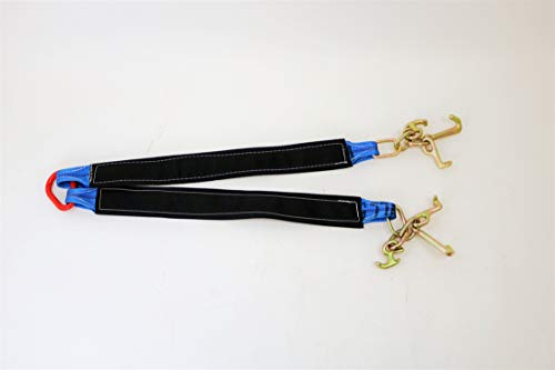 3″x36″ V-Bridle Strap with RTJ Frame Cluster Hooks for Towing Blue