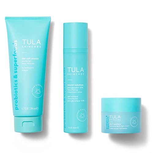TULA Skin Care Ready-To-Go Skincare 3-Step Essentials Kit | Face Wash, Toner and Face Moisturizer to Achieve Balanced, Glowing and Hydrated Skin