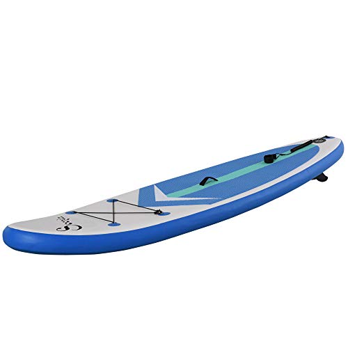 Soozier Inflatable Stand Up Paddle Board Ultra-Light SUP with Non-Slip Deck Pad, Premium Accessories, Waterproof Bag, Safety Leash and Hand Pump for Surfing, Touring, Yoga and Fishing, Blue