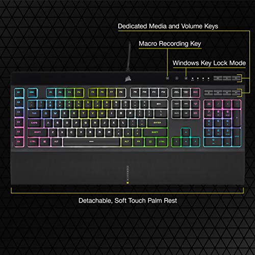 Corsair K55 RGB PRO XT – Dynamic Per-Key RGB Backlighting – Six Macro Keys with Elgato Stream Deck Software Integration – IP42 Dust and Spill-Resistant – Detachable Palm Rest – Media and Volume Keys | The Storepaperoomates Retail Market - Fast Affordable Shopping