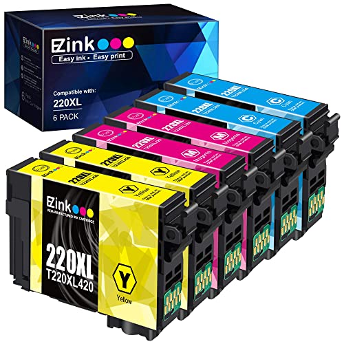 E-Z Ink (TM Remanufactured Ink Cartridge Replacement for Epson 220 XL 220XL T220XL to use with WF-2760 WF-2750 WF-2630 WF-2650 WF-2660 XP-320 XP-420 XP-424 (2 Cyan, 2 Magenta, 2 Yellow, 6 Pack)