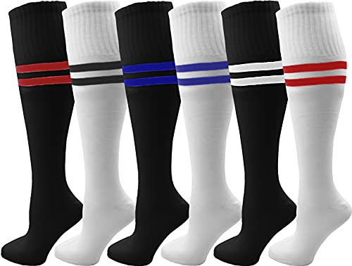 Winterlace Kids Soccer Socks, 6 Pairs for Boys Girls, Youth Knee High Athletic Sports Football Gym School Team Pack Children