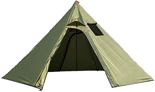Genma0 Ultralight 2 Person Tipi Hot Tent with Fire Retardant Stove Jack for Flue Pipes with 2 Doors Army Green