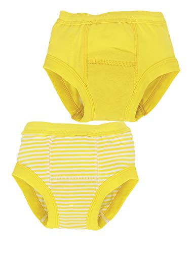 Under the Nile Cotton Solid And Stripe Yellow Training Pants Set of 2, 2 To 4 Years