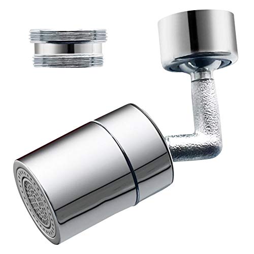 Universal 720 Degree Splash Filter Faucet Aerator, Adjustable Sink Head, Rotatable Sink Sprayer, 4-Layer Net Filtration, Dual Flow, 55/64 Female Thread with Male Adapter, Fits Most Faucet Types