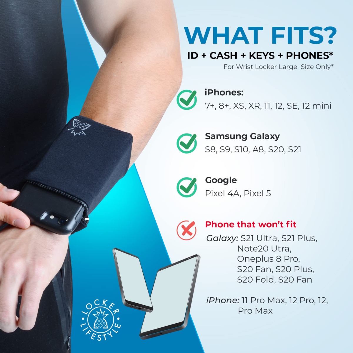 Locker Lifestyle Premium Wrist Locker – Phone Travel Wallet for Active Men & Women, Wrist Zipper Storage Band for Travel, Running for Hands-Free Storage Fits iPhone & Andriod Models | The Storepaperoomates Retail Market - Fast Affordable Shopping