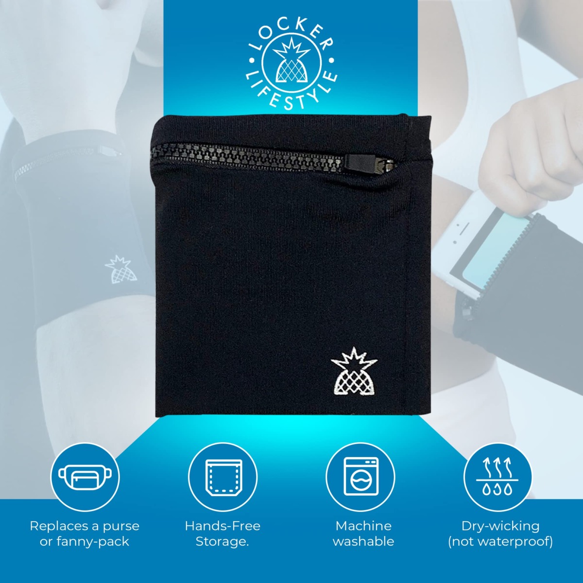 Locker Lifestyle Premium Wrist Locker – Phone Travel Wallet for Active Men & Women, Wrist Zipper Storage Band for Travel, Running for Hands-Free Storage Fits iPhone & Andriod Models | The Storepaperoomates Retail Market - Fast Affordable Shopping
