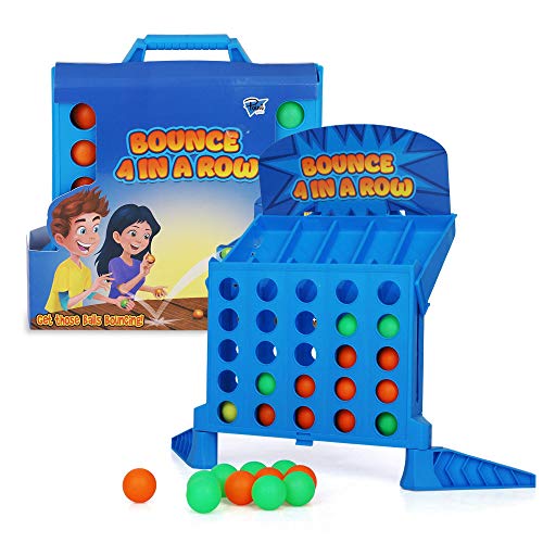 Point Games Bounce 4 in a Row – Travel Friendly Storage Case- Classic Board Games w Twist – Line Up 4 Classic Game – Strategical Thinking and Aim Practice – Portable Toys for Boys and Girls Ages 6+