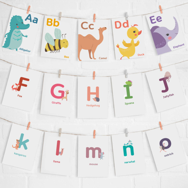 Animal Alphabet Flashcards 3 sets Bundle, 5×7 Caps Lowercase ABC, Preschool Class Homeschool Learning Tools
