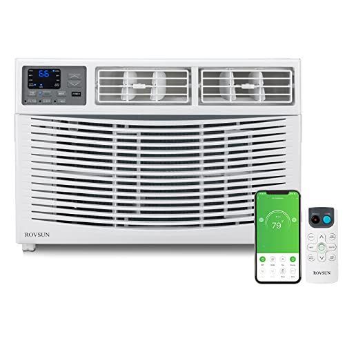 ROVSUN Smart 14000 BTU Window Air Conditioner, Energy Saving AC Unit with Remote & App Control & Timer Function Ideal for Rooms up to 700 Square Feet, 115V/60Hz, White