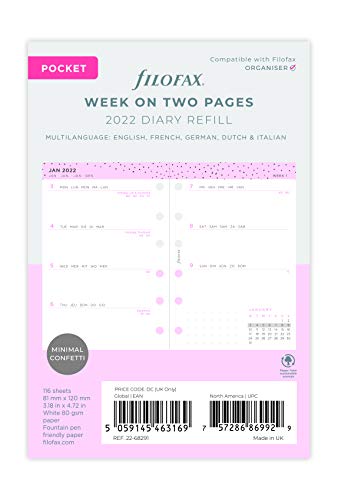 Filofax Pocket Confetti Week to View Diary – 2022 22-68291