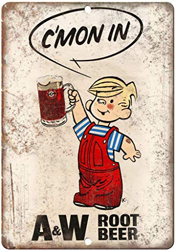 Keviewly NOT A&W Root Beer Dennis The Menace Tin Signs Metal Poster Warning Sign Decor for Garage Home Garden Retro Tin Sign Wall Birthday Party Bar Cafe Kitchen