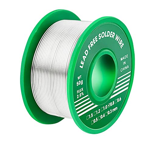 TBBSC Lead Free Solder Wire Fine Alloy Solder Sn99.3 Cu0.7 for Electrical Soldering (0.8mm 50g)