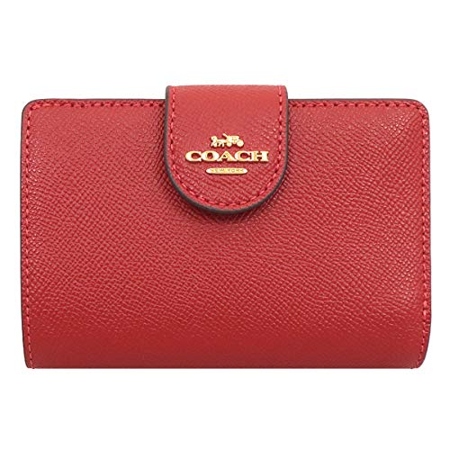 Coach Crossgrain Leather Medium Corner Zip Wallet Style No.6390 Red
