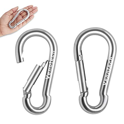 4 Inch Heavy Duty Carabiner Clips,Extra Large Stainless Steel Carabiner for Gym,2 Pcs Snap Hooks