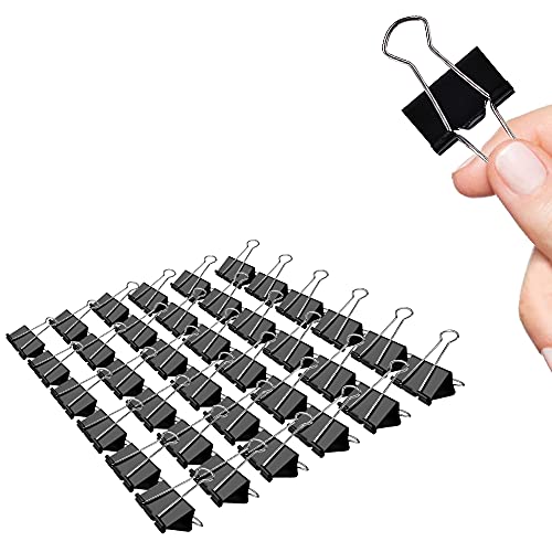 Binder Clips Width 1 Inch Capacity 0.47 Inch Black 36 PCS, Binder Clips 25mm 1 Inch for Teacher School Office and Business