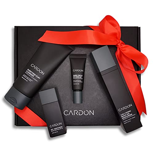 Cardon Limited Edition Men’s Skincare Gift Set, Anti-Aging Korean Skincare Routine, Cactus-based, All Skin Types, Face Wash, Face Moisturizer with Sunscreen, SPF 30, Night Lotion, Eye Cream (4 CT)