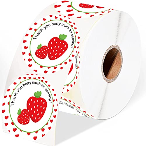 Strawberry Thank You Sticker Labels 2 Inch Thank You Berry Much for Coming Stickers – Sweet Strawberry Themed Birthday Party Favors Thank You Sticker Labels 250 Pcs