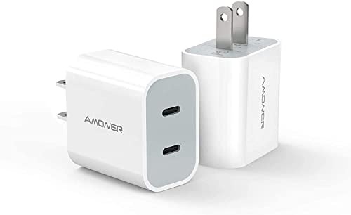 USB C Charger, Amoner 2Pack Type C Fast Charger, Dual Port 25W PD Fast USB C iPhone Wall Charger Compatible with iPhone 14/13/12/12 mini/12 Pro/12 Pro Max, iPhone 11/11 Pro/11 Pro Max, XR/XS/X/8