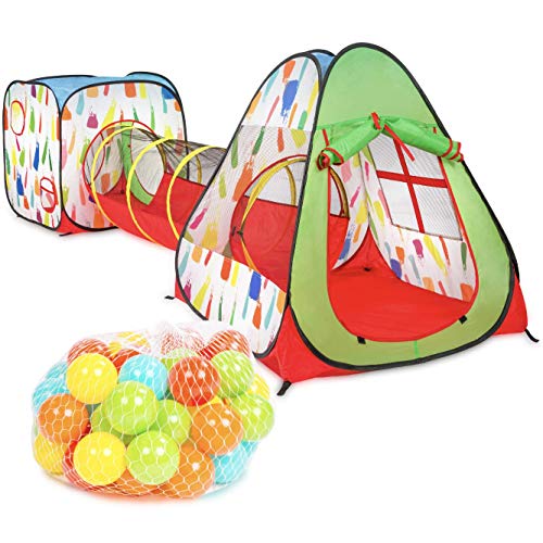 Milliard Kid’s Pop up Tent/Tunnel Playhouse for Indoor and Outdoor Play, 50 Balls and Carry Bag Included