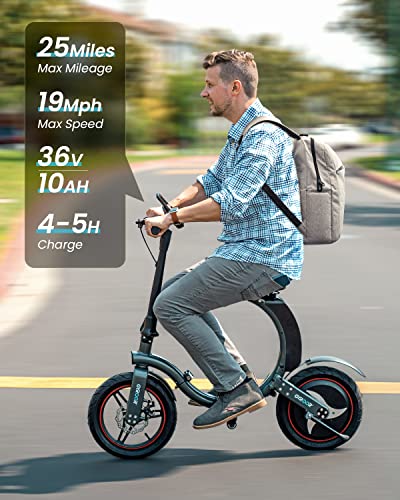 Gyroor Folding Electric Bike for Adults Teens, 450W eBike with 18.6MPH up to 25 Miles Adult Electric Bicycles 14in Tire, Disc and Electronic Brake Mini Bike | The Storepaperoomates Retail Market - Fast Affordable Shopping