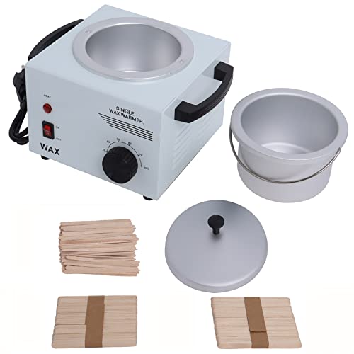 Single Electric Wax Heater Paraffin Warmer Machine Pots Waxing Hair Removal Removing Salon Hot SPA Body with Wood Craft Sticks