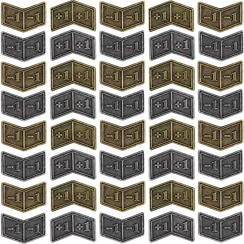 40 PCS Antique Metal Buff Counter Tokens with Velvet Bag Magic The Gathering Token Creature Stats or Loyalty Counters for MTG CCG Card Gaming Accessories, Black&Bronze