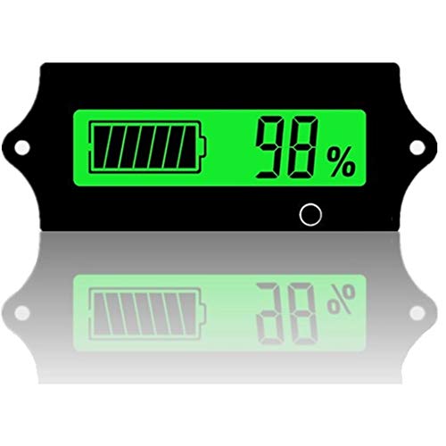 12v 24v 36v 48V Battery Voltage Meter rv with LCD Display Green Backlight,Battery Monitor Capacity Meter Level Indicator Voltage Gauge Meter for 2S-15S Lithium-Iron&Lead-Acid Batteries Auto Car