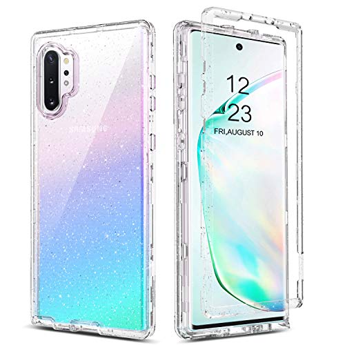BENTOBEN Samsung Note 10 Plus Case, Galaxy Note 10 Plus 5G Case,Clear Shockproof 3 Layer Heavy Duty Hybrid Hard PC Soft TPU Protective Phone Cover for Samsung Galaxy Note 10+ Plus 6.8″, Glitter Clear