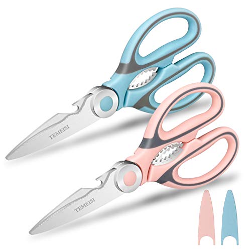 Kitchen Shears, TEMEISI 2-Pack Multi-function Heavy Duty Kitchen Scissors, Ultra Sharp Poultry Shears for Chicken Poultry Fish Meat Vegetables Herbs BBQ
