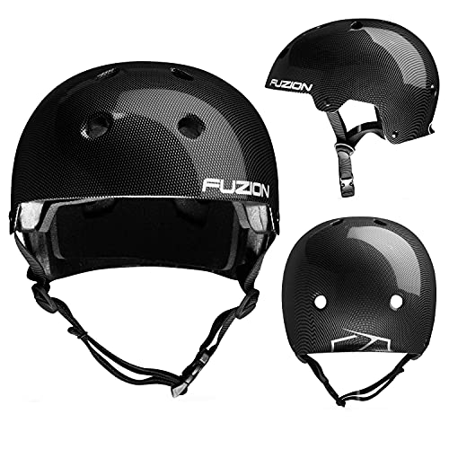 Fuzion, Scooter Helmet, Skate Helmet and Bike Helmet. Small/Medium (55-58cm) Kids Bike Helmets Ages 5-8 +, Large Helmet, Kids Helmet and Youth Adult Helmet (Carbon Fiber, Small/Medium)