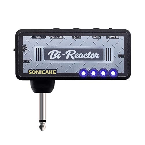 SONICAKE Guitar Headphone Amp Plug-In USB Chargable Portable Pocket Guitar Headphone Amplifier US Style High Gain Tone with Delay Carry-On Bedroom Effects
