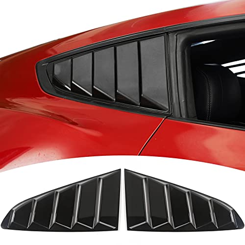 RT-TCZ Rear Quarter Side Window Scoop Louvers Sun Shade Cover Wind Vent Air Deflector Decoration Exterior Accessories for Ford Mustang 2015-2022,2PCS (Black)
