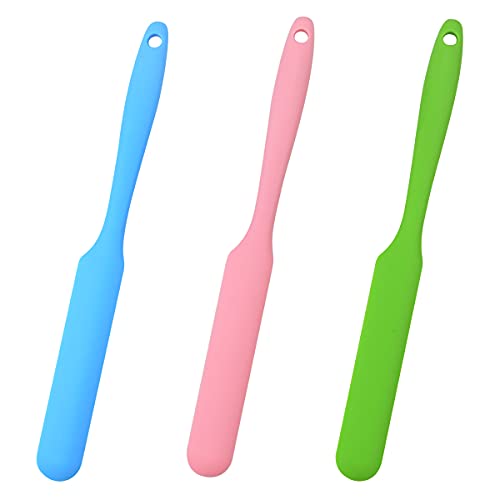 3 Pieces Non-Stick Wax Spatulas, Silicone Spatula Waxing Applicator Hair Removal Sticks Easy to Clean Reusable Scraper Large Hard Wax Sticks for Home Salon Body Use, Pink, Green and Blue