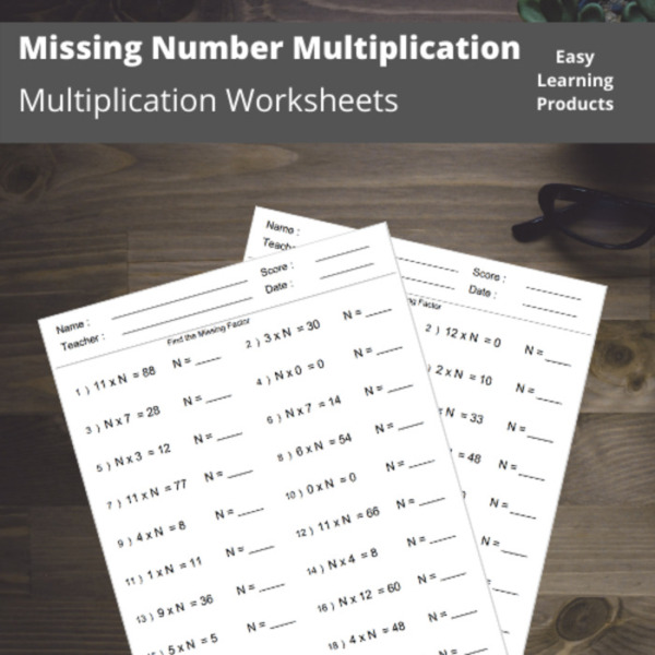 Missing Number Multiplication Worksheets with Answer Keys | PDF & Word Doc | Grades 2 – 4