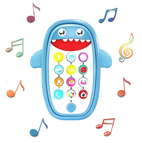 Ella Dream Baby Musical Toy, Shark Shape Baby Cell Phone with Lights and Sounds, Early Education Learning Toy, Teething Phone Toy for Babies, Infants, Toddlers