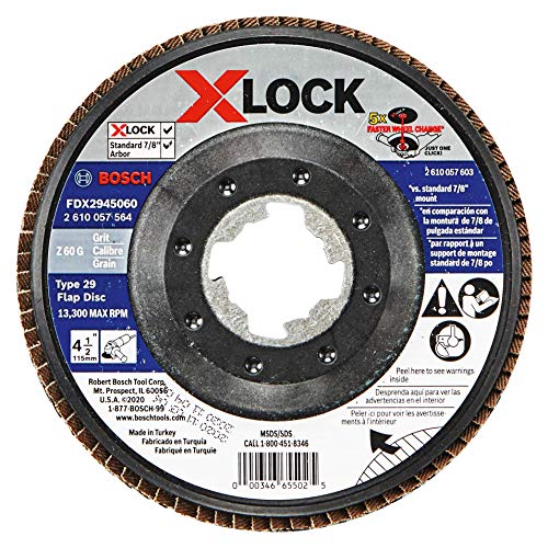 BOSCH FDX2945060 4-1/2 In. X-LOCK Arbor Type 29 60 Grit Flap Disc
