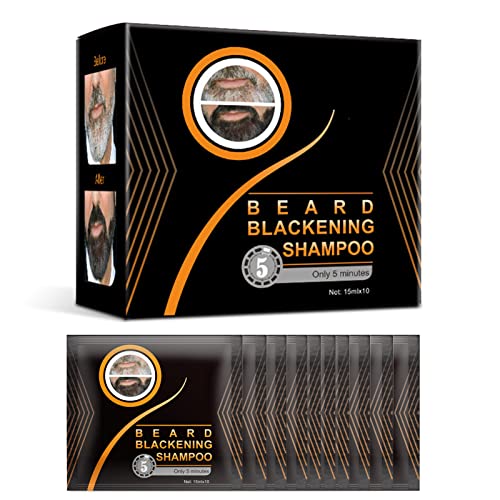 boqq 10 PCS Beard Blackening Shampoo, Instant Deep Cleaning Men Beard Dye Shampoo, Mild Herbal Beard Darkening Shampoo, Lasting Black Mustache Coloring Liquid