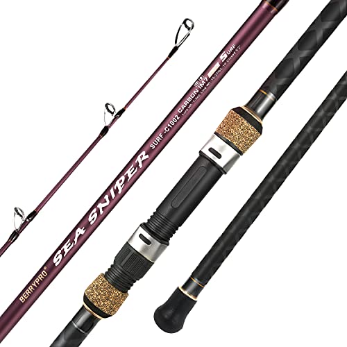 Berrypro Surf Spinning & Casting Fishing Rod Carbon Fiber Travel Fishing Rod(9-Feet & 10-Feet & 12-Feet & 13.3-Feet) (12′-Casting 2-Piece)