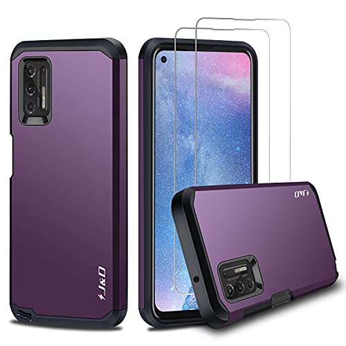 J&D Case Compatible for Moto G Stylus 2021 Case, Heavy Duty Hybrid Rugged Case with (2-Pack) Glass Screen Protector Protective Cover, Not Compatible for Moto G Stylus/G Stylus 5G Purple