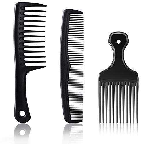 3 Pieces Wide-Tooth Comb Detangling Shower Comb Set, Wide-Tooth Comb, Pick Comb, All Purpose Comb, Anti-Static Comb Afro Hair Carbon Fiber Pick Barber Brush Tool for Beard Long Thick Curly Afro Hair