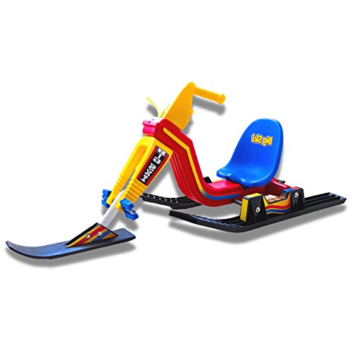 Back Bay Play Snow Bike Sleds – Snow Scooter Winter Sledding Snow Bikes for Kids – A Snow Bike for Kids Snowmobile Sled with Steering Winter Snow Ski Sled for Kids (Classic)