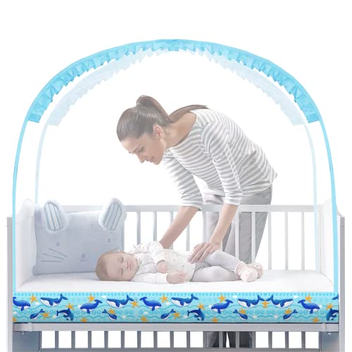 Baby Crib Tent Crib Net to Keep Baby In, Baby Safety Cribs Mosquito Net Tents for Crib, Pop Up Mosquito Tent Net Crib Canopy Cover Netting to Keep Toddler In, Soft Mesh Cover Cribs Net for Baby Safety