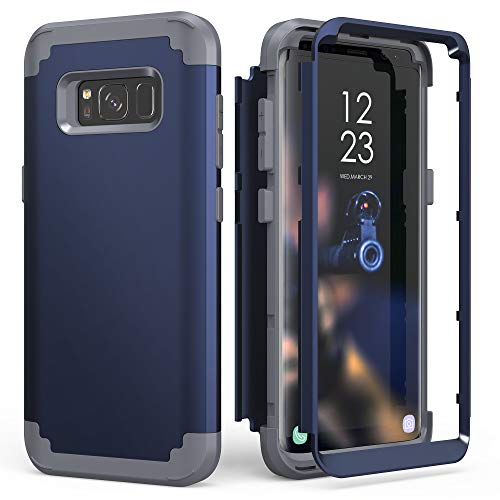 Galaxy S8 Case, Galaxy S8 Case Blue for Men Guys, IDweel 3 in 1 Shockproof Slim Hybrid Heavy Duty Protection Hard PC Cover Soft Silicone Rugged Bumper Full Body Case (Blue)