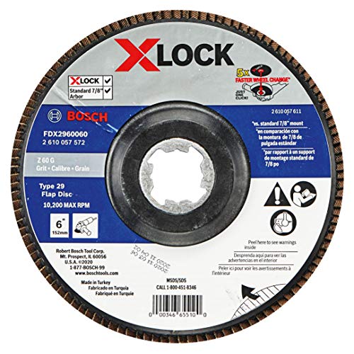 BOSCH FDX2960080 6 In. X-LOCK Arbor Type 29 80 Grit Flap Disc