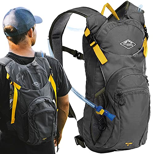 Mountain Designs Hydration Backpack – 10L Leakproof Hiking Backpack has Large Compartments and 3L Tactical Backpack Water Bladder – Water Backpack or Hydration Backpack is a Hiking Gear Must.
